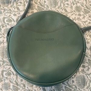 Portland Leather Goods green large circle crossbody